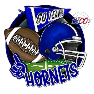 Hornets Football PNG, Blue, High Resolution png, DESIGN ONLY **Mockup Visual Purpose only**-Commercial Use allowed