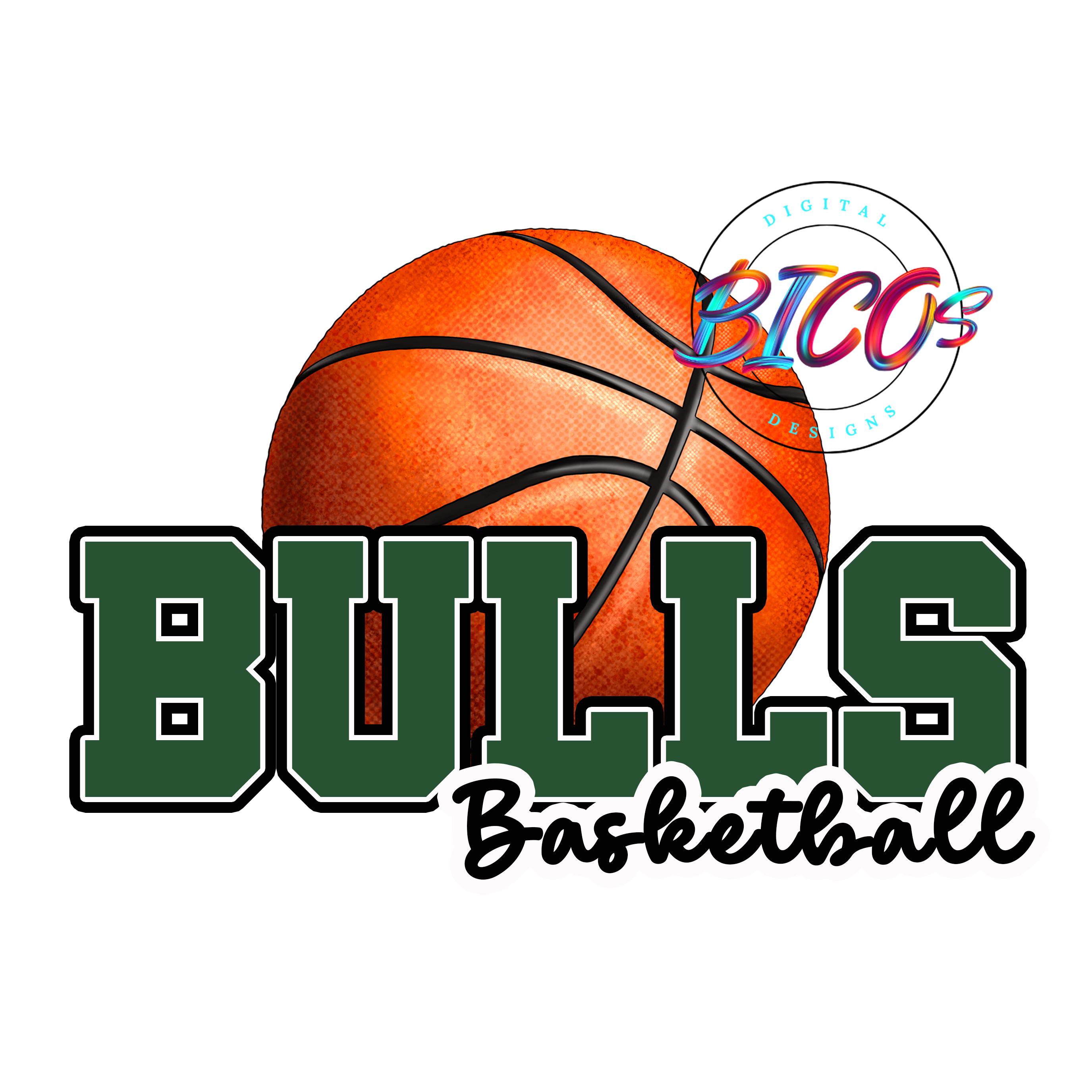 Bulls Basketball, Green, High Resolution PNG,300DPI Design Only **Mockup  Visual Purpose only**-Commercial Use allowed