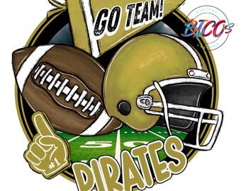 Pirates Football PNG, Gold, High Resolution png, DESIGN ONLY **Mockup Visual Purpose only**-Commercial Use allowed