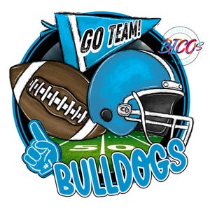 Bulldogs Football PNG, Carolina Blue, High Resolution png, DESIGN ONLY **Mockup Visual Purpose only**-Commercial Use allowed