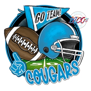 Cougars Football PNG, Carolina Blue, High Resolution png, DESIGN ONLY **Mockup Visual Purpose only**-Commercial Use allowed
