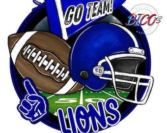 Lions Football PNG, Blue, High Resolution png, DESIGN ONLY **Mockup Visual Purpose only**-Commercial Use allowed
