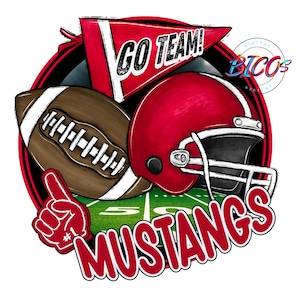 Mustangs Football PNG, Red, High Resolution png, DESIGN ONLY **Mockup Visual Purpose only**-Commercial Use allowed