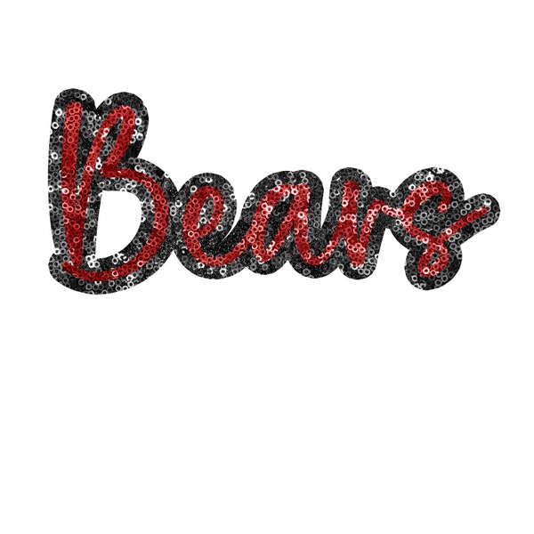 Bears, Red&Black Sequins, High Resolution PNG,300DPI Design Only **Mockup Visual Purpose only**-Commercial Use allowed