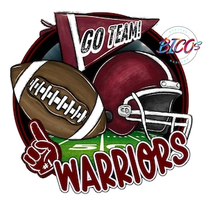 Warriors Football PNG, Maroon, High Resolution png, DESIGN ONLY **Mockup Visual Purpose only**-Commercial Use allowed