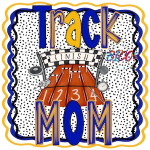 Track Mom PNG, Royal Blue-Yellow High Resolution Mockup Visual Purpose only-Commercial Use