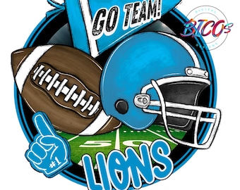 Lions Football PNG, Carolina Blue, High Resolution png, DESIGN ONLY **Mockup Visual Purpose only**-Commercial Use allowed