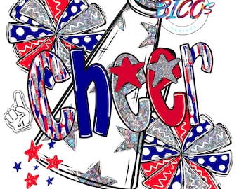 Cheer Megaphone Design, Brushstroke Alpha, PNG, Red-Blue, High Resolution Mockup Visual Purpose only-Commercial Use