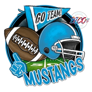 Mustangs Football PNG, Carolina Blue, High Resolution png, DESIGN ONLY **Mockup Visual Purpose only**-Commercial Use allowed