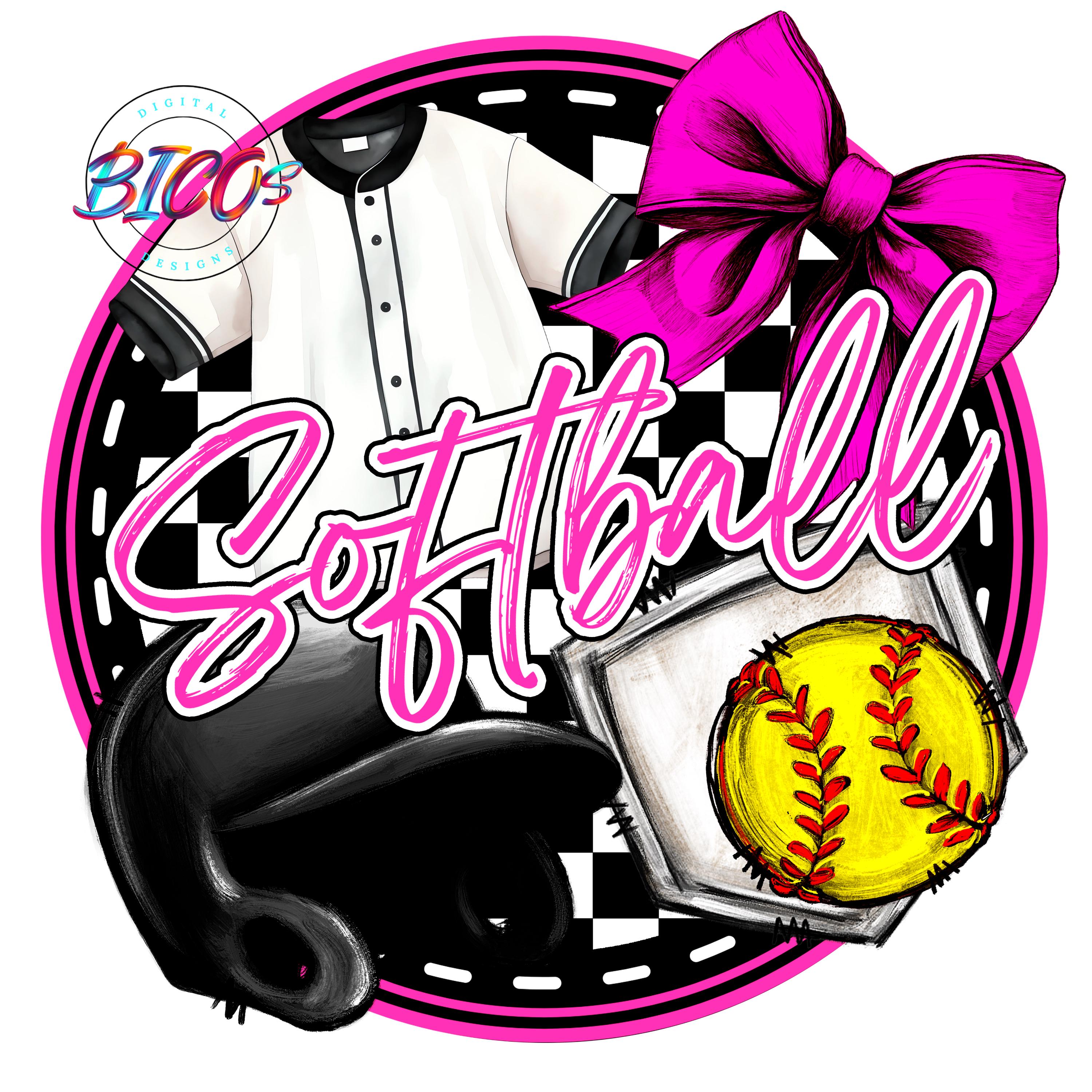 Softball Design PNG, Pink, High Resolution Mockup Visual Purpose Only ...