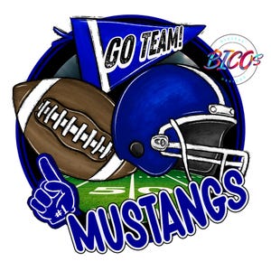 Mustangs Football PNG, Blue, High Resolution png, DESIGN ONLY **Mockup Visual Purpose only**-Commercial Use allowed