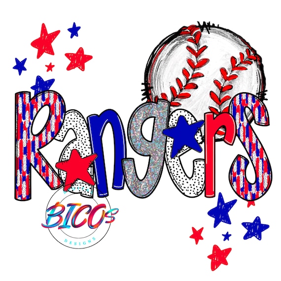Rangers Baseball Brushstroke Design, Red-Blue, High Res PNG, Design Only **Mockup Visual Purpose only**-Commercial Use allowed