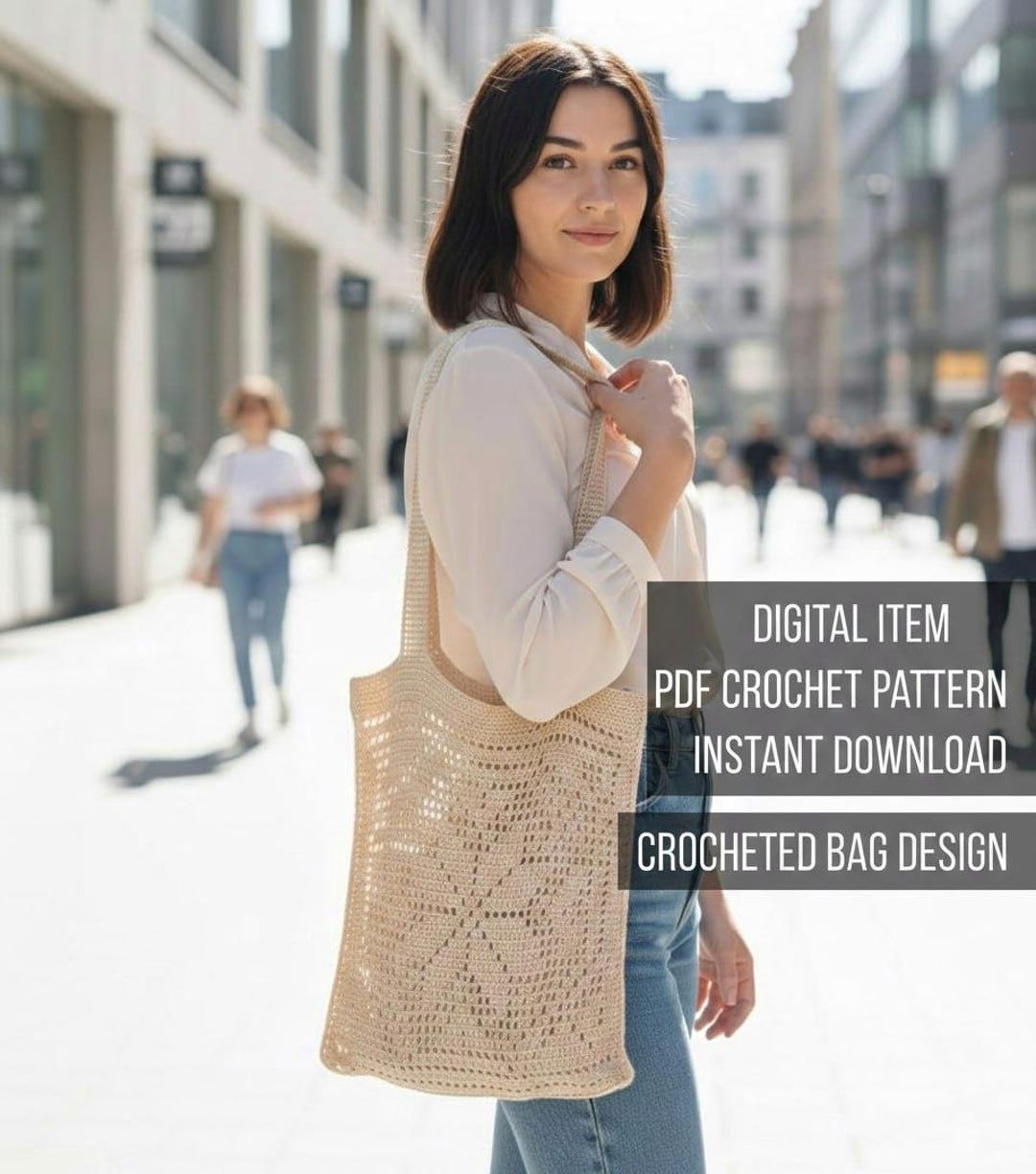 Crochet Market Bag Pattern PDF, Reusable Grocery Tote, Mesh Shopping ...