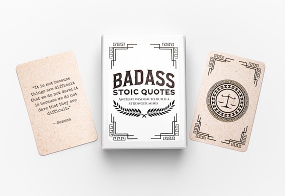 Badass Stoic Quotes Daily Affirmations Cards - 50 Days of Ancient Philosophy, Wisdom, Motivational Inspiration - Unique Gift Idea For Men