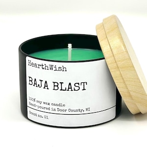 Baja Blast Scented Soy Candle 4oz - Fun Specialty Gift For Soda Pop Lovers - Taco Bell Gift Idea - Perfect for Bedroom, Bathroom, Dorm