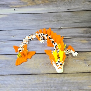 3D Printed Articulated Koi Dragon – Poseable Japanese Dragon Toy, Colorful Fantasy Collectible, Fidget Desk Pet