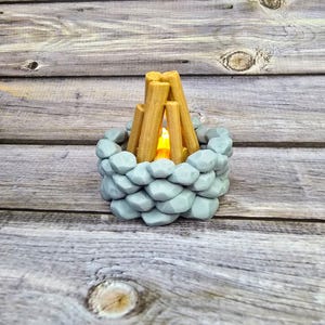 Handmade Camp Fire  Candle Holder with LED Light – Mystical Home Decor
