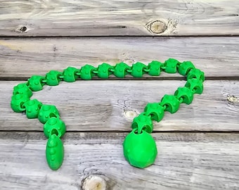 3D Printed Articulated Snake Fidget Toy: Poseable Reptile Figurine