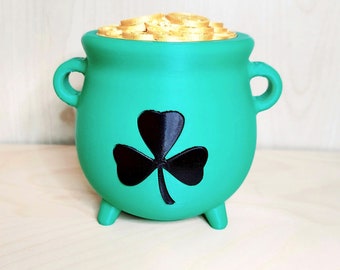 Leprechaun Cauldron Money Box, Money Pot For St Patrick's Day, 3D printed, Coin Bank, Bank