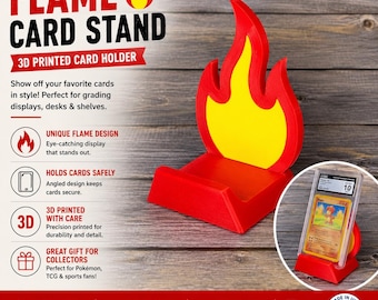 Fiery Flame TCG Trading Card Stand – 3D Printed Display for Graded & Sleeved Cards