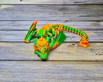 3D Printed Pumpkin Dragon Figurine: Spooky Halloween Decor