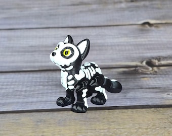 3D Printed Skeleton Cat Figurine: Spooky Halloween Decor