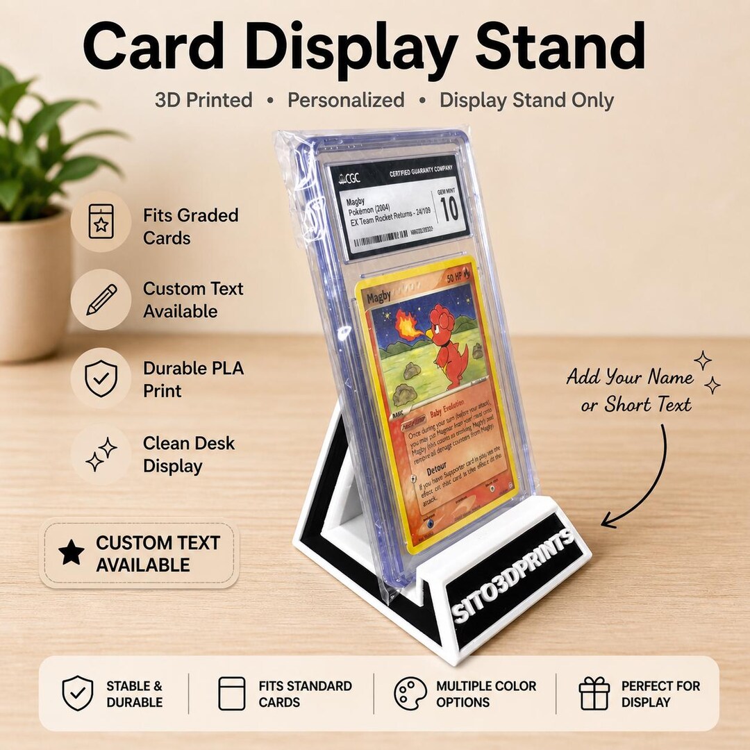 Personalized TCG Card Stand – Custom Name Display for Trading Cards ...