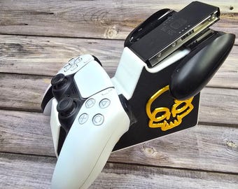 Dual Gaming Controller Stand: Universal Gamer Desk Organizer