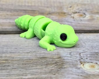 Articulated Baby Leopard Gecko, 3D Printed Reptile Fidget Toy, Desk Pet, Poseable Gecko