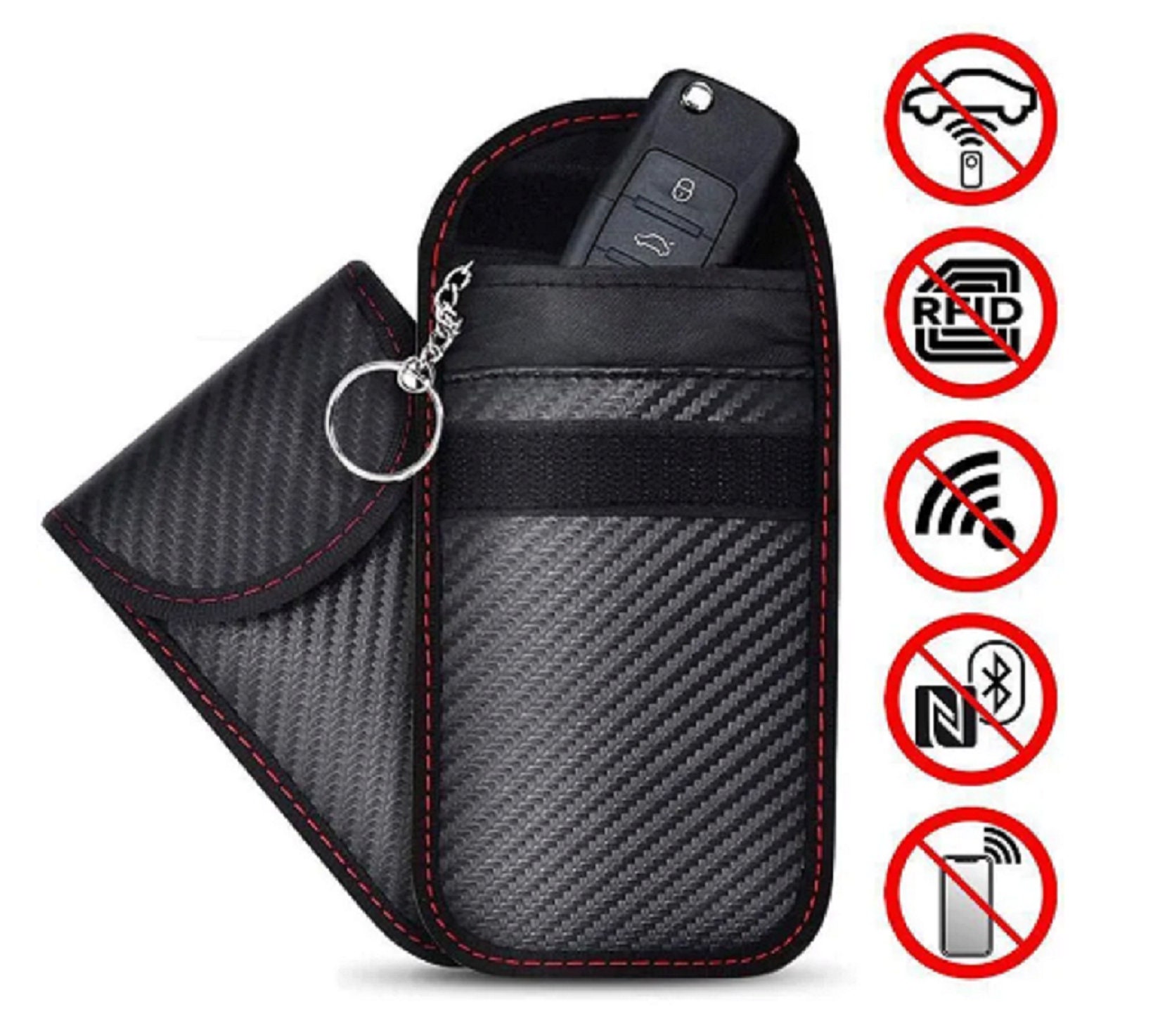 Faraday Bag for Key Fob,Faraday Cage Protector - Car RFID Signal Blocking,  Anti-Theft Pouch, Anti-Hacking Case Blocker, Signal Blocking Key Fob  case(Carbon Fiber Texture) 