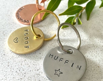 PREMIUM Large 2mm Thick "Forever" Dog Tags - Durable Hand Stamped Pet Id Tag - Metal Circle Tag