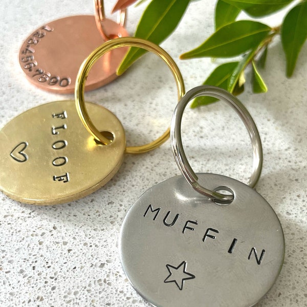 PREMIUM Large 2mm Thick "Forever" Dog Tags - Durable Hand Stamped Pet Id Tag - Metal Circle Tag