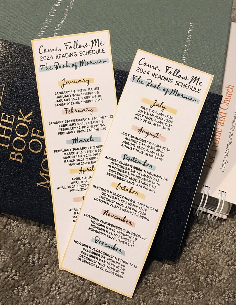Come Follow Me 2024 Reading Schedule Bookmark Etsy Ireland