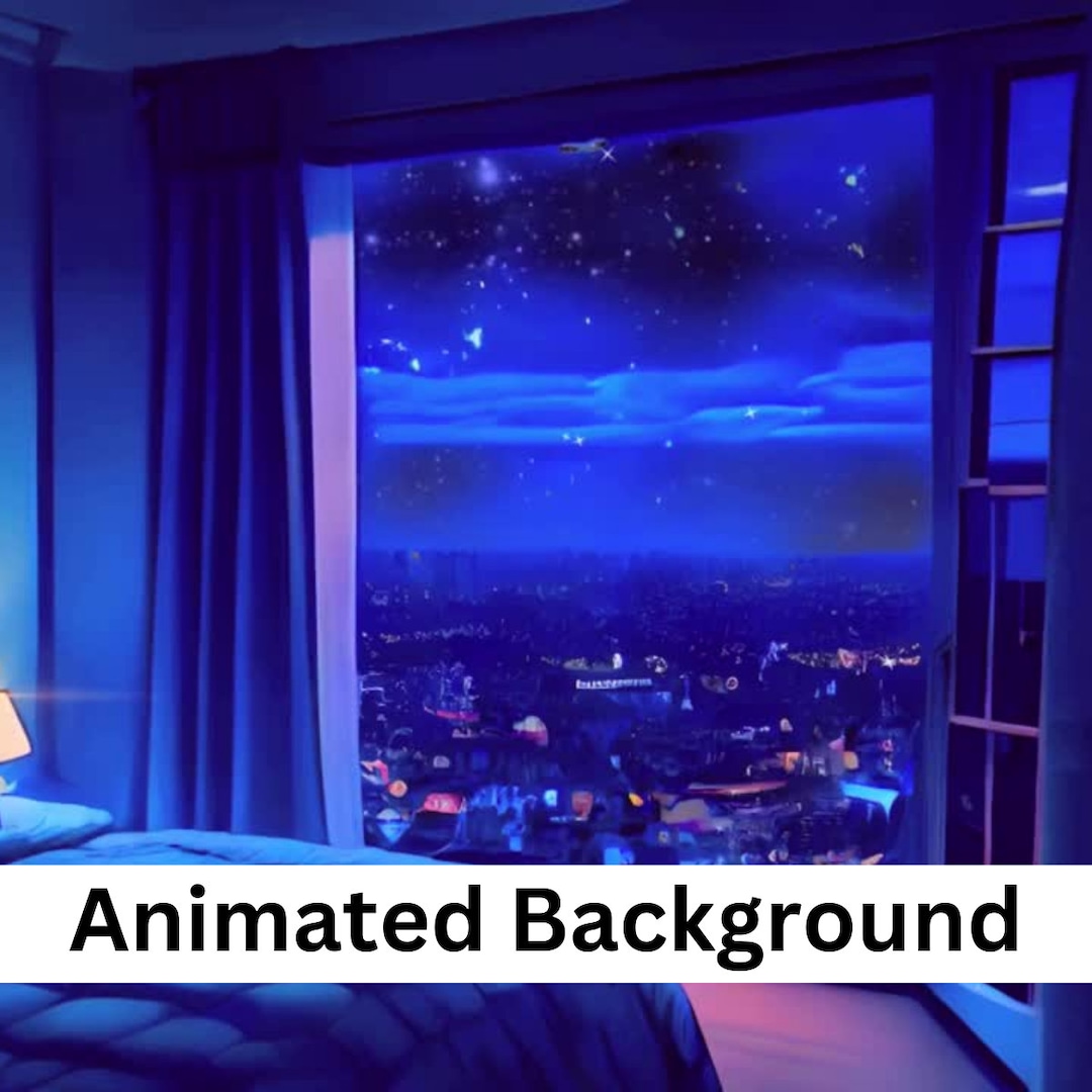 Vtuber Background Animated: Blue Bedroom Moving Virtual Background ...