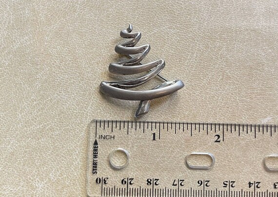 Sterling Silver Christmas Tree Ribbon Pin Brooch … - image 7
