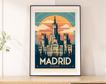 Retro Madrid Wall Art Print, Vintage Wall Art, Printable Wall Art, Madrid Travel Poster, Retro Wall Art, Digital Download