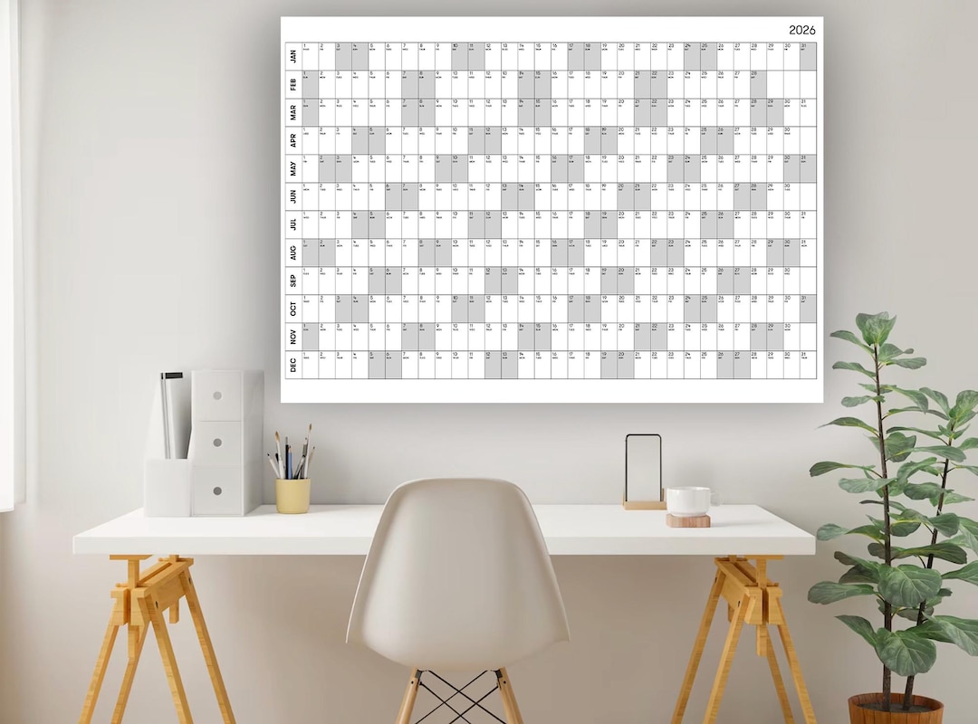 2026 Minimalist Wall Calendar - Large Black & White Printable (PDF ...