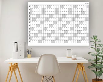 2026! 2026! 2026! Big Minimal Calendar - Wall or Desk 36 x 48&quot; (2/3 Ratio) Black & White - Digital File PDF