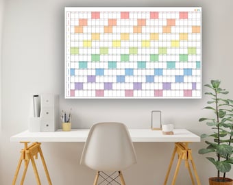 Big 2024 Calendar - Giant Wall or Desk 24 x 26" (2/3 Ratio) Rainbow - Digital File PDF