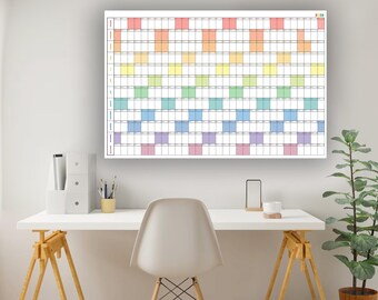 2026! 2026! 2026! Big Minimal Calendar - Wall or Desk 36 x 48&quot; (2/3 Ratio) RAINBOW - Digital File PDF