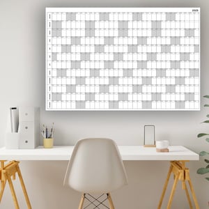Calendario gigante 2025 para pared o escritorio, 24 x 26 pulgadas (relación 2/3), blanco y negro, archivo digital PDF