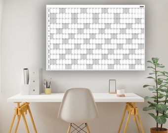 2025! Big Calendar - Giant Wall or Desk 24 x 26" (2/3 Ratio) Black & White - Digital File PDF