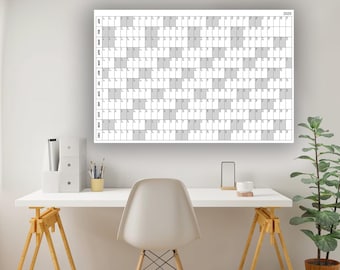 2025! Big Minimal Calendar - Wall or Desk 24 x 26&quot; (2/3 Ratio) Black & White - Digital File PDF