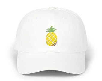 Golden Tropics Hat | Embroidered Pineapple Baseball Cap