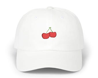 Cherry Kiss Hat | Embroidered Cherry Baseball Cap | Sunshine Collection