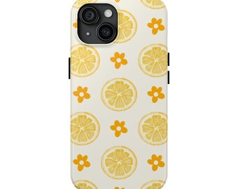 Citrus Dream iPhone Case | Watercolor Lemon Slice and Floral Case | Sunshine Collection