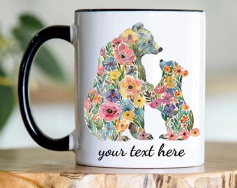 Custom Floral Bear Family Mug - Gift for Mom