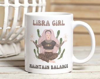 Libra Girl Ceramic Mug: Zodiac Astrology Gift