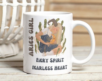 Aries Girl Ceramic Mug: Zodiac Astrology Gift