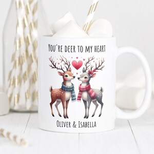 Deer Love Mug, Deer Mug, Deer Tea Cup, Deer Coffee Cup, Valentine&#39;s Day Mug, Custom Deer Mug, Couple Mug, Deer Lover Gift, Valentines Gift